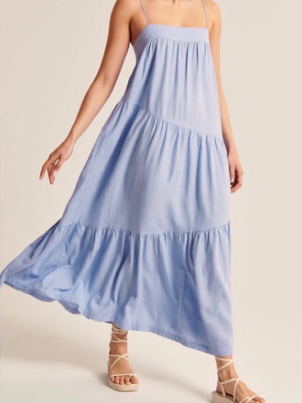 Abercrombie and fitch Light Blue asymmetrical tiered Maxi Dress